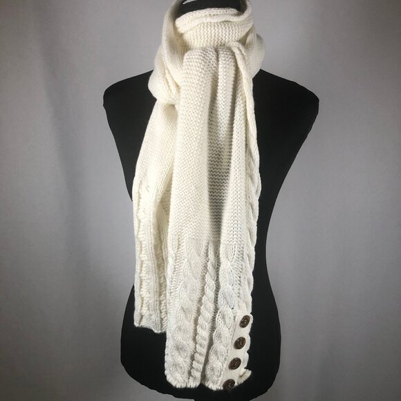 Aimee Lynn Ivory Button-Hem Knit Scarf — One Size — RN 95304 - Picture 7 of 16